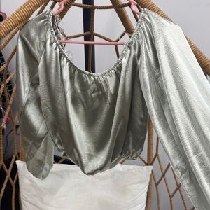 Fashion Nova Metallic Silver Top